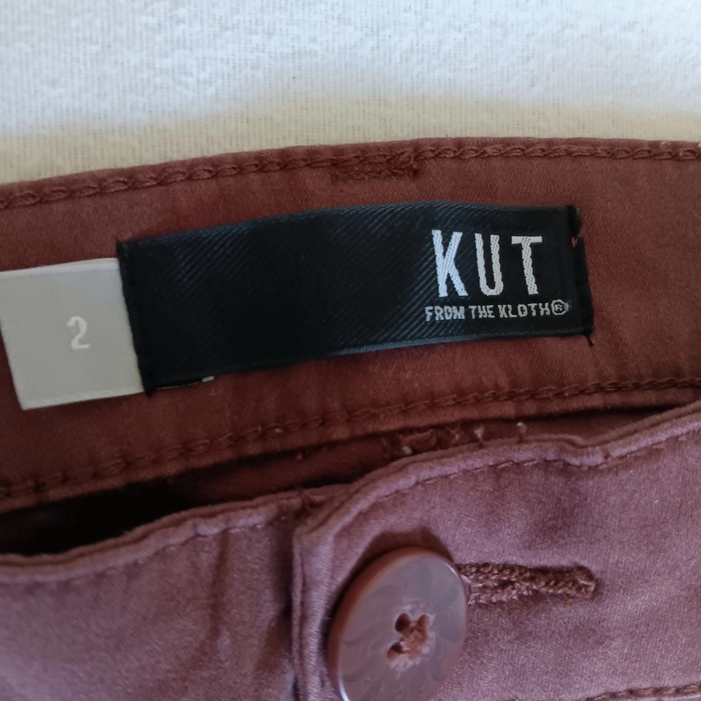 Kut from the Kloth Sz2 Chris High Rise Jogger Brown/Orange W/Cropped Zipper Legs - Picture 8 of 16